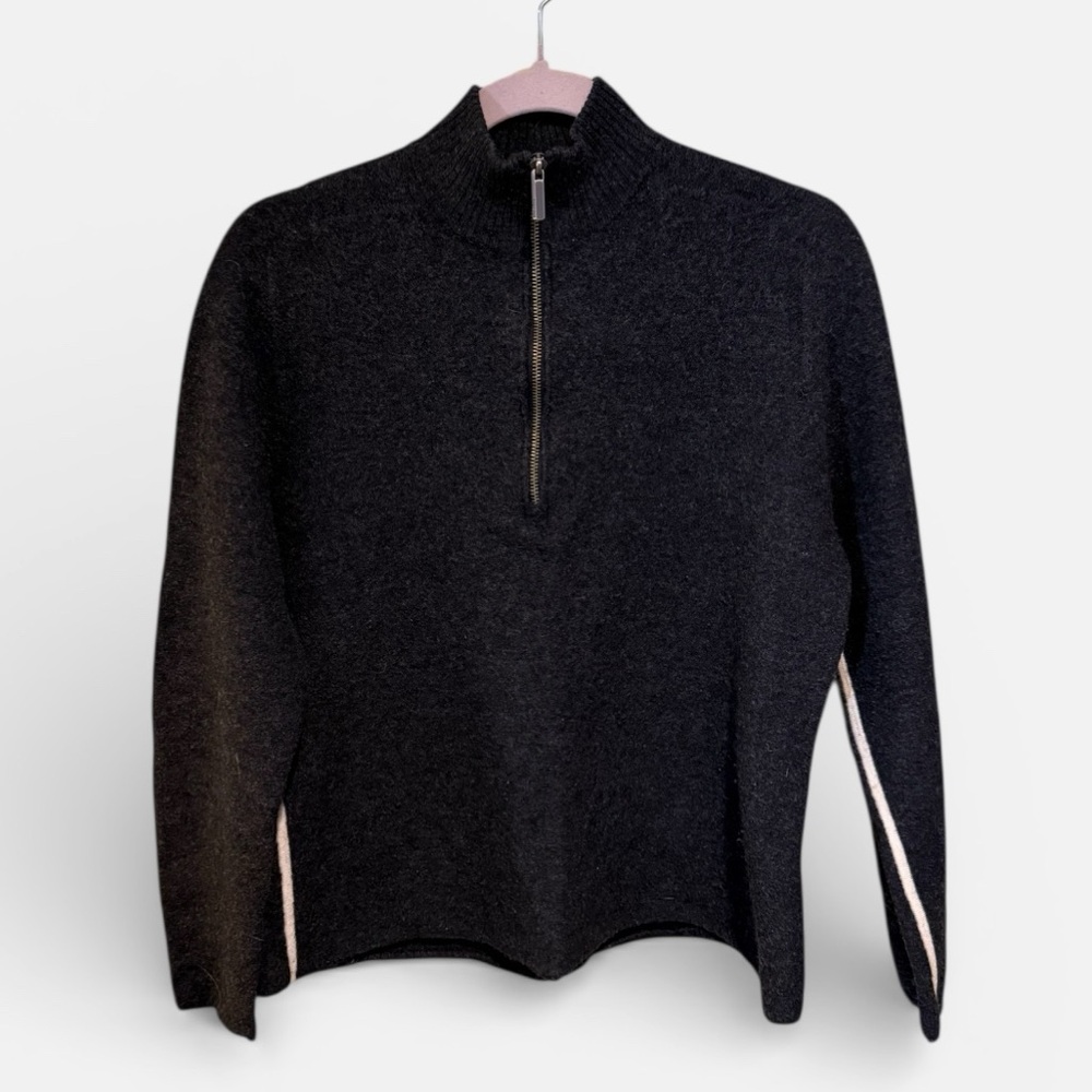 Smartwool Black Half-Zip Turtleneck Sweater with Side Stripe